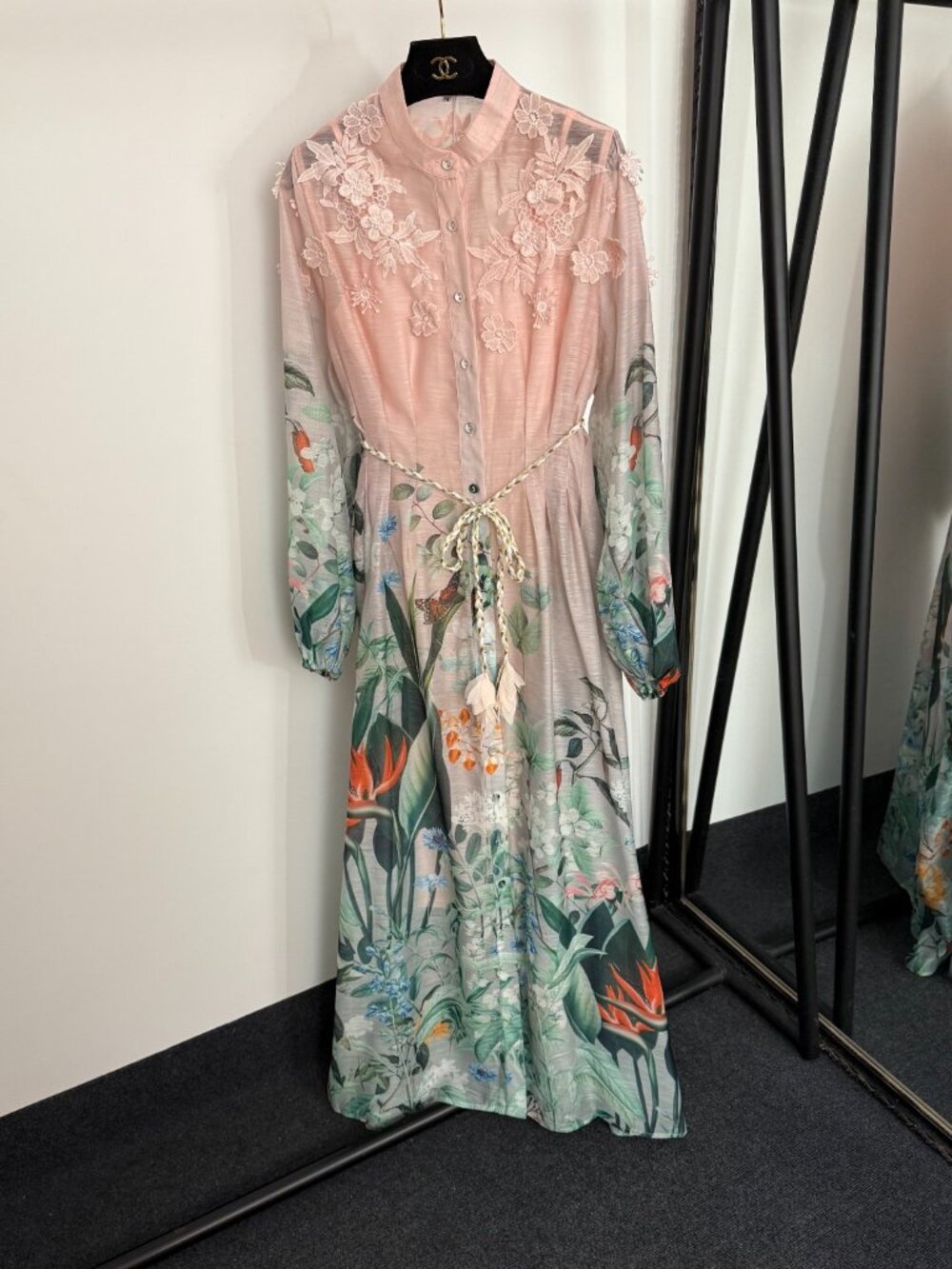 Agua by Agua Bendita Pink Tropical Floral Embroidered Maxi Dress with Slip Linin - Picture 8 of 9